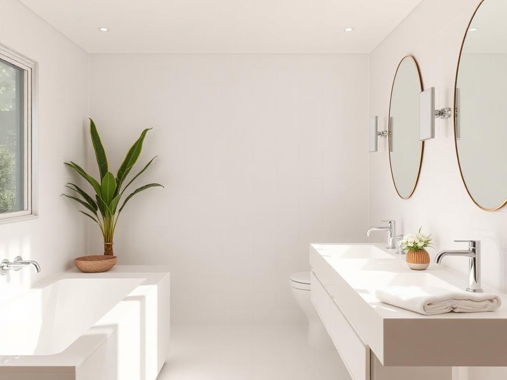 A spa-like, gleaming modern bathroom cleaned to perfection