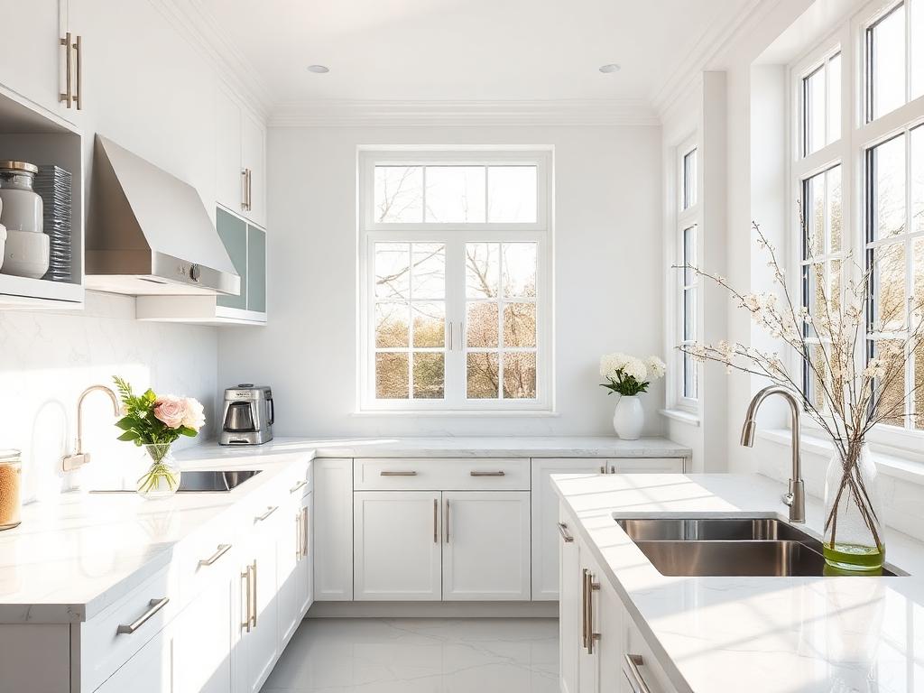 A bright, pristine modern kitchen after a Sparkle Cleaning service